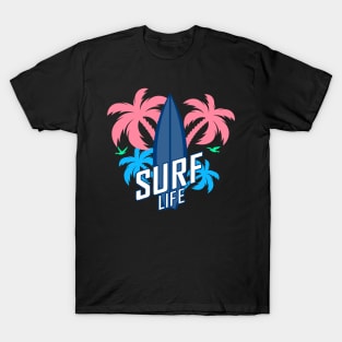 Colorful palm trees with surf logo T-Shirt